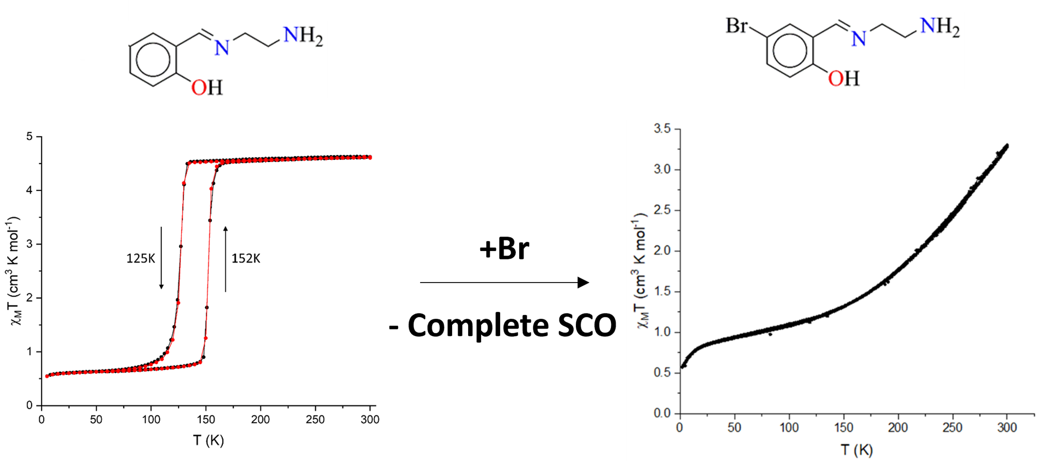 a complete hysteresis loop for a Spin-Crossover compound can be disrupted by adding a bromine atom to the ligand backbone.